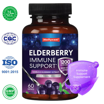 Fabrique Sambucus Black Elderberry Capsules Supplément de soutien immunitaire Antioxydant