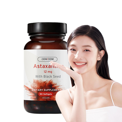 Astaxanthine gels doux pour la santé de la peau Astaxanthine 12 mg avec des graines noires biologiques