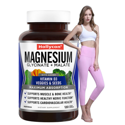 Capsules complexes de glycinate et de malate de magnésium pour la santé osseuse